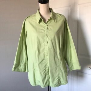 COLUMBIA Women Green Lime Buttons Down Cotton Shirt | 2X